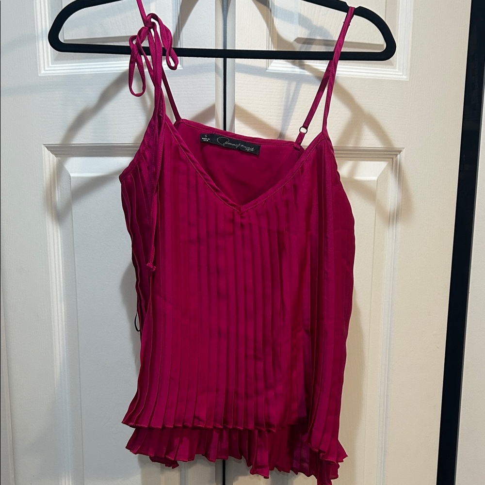 Patterson J. Kincaid Pink Pleated Ruffle Women's Top with Tie Sleeves Size Small